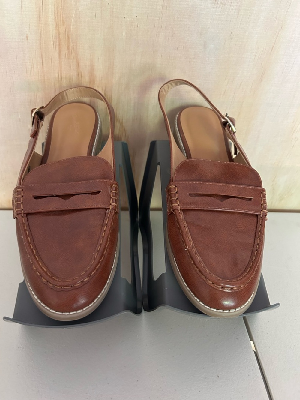 Target Tan Leather-Look Slingback Loafers